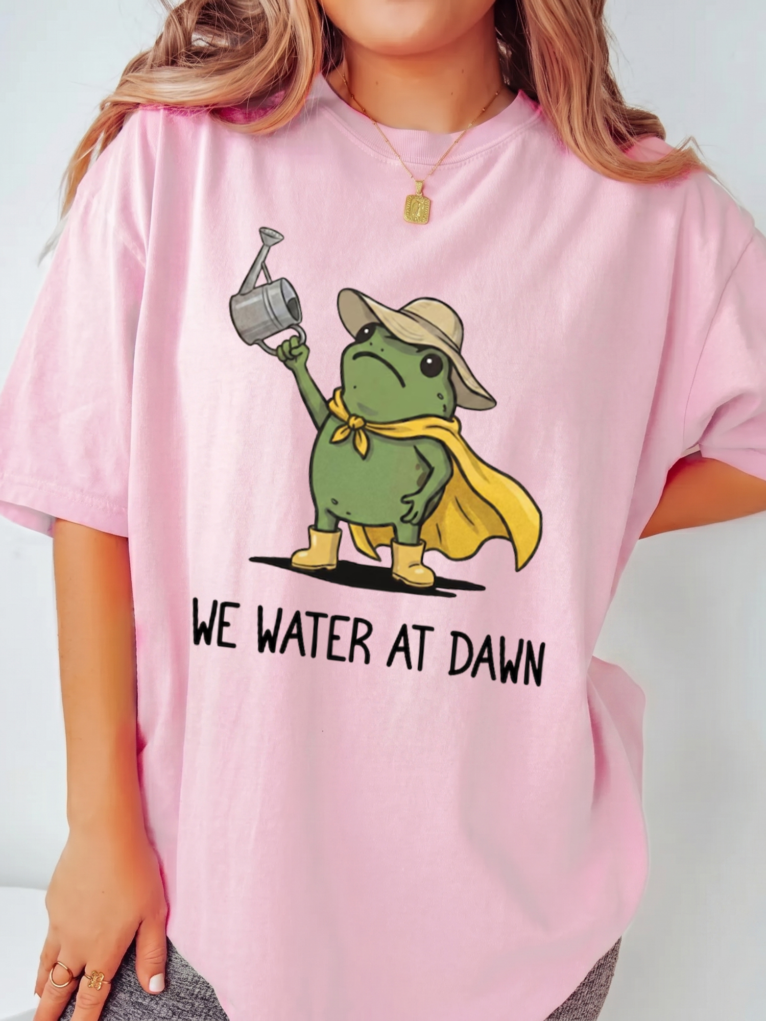 We Water At Dawn Funny Frog Shirt Cute Plant Mom Graphic Tee