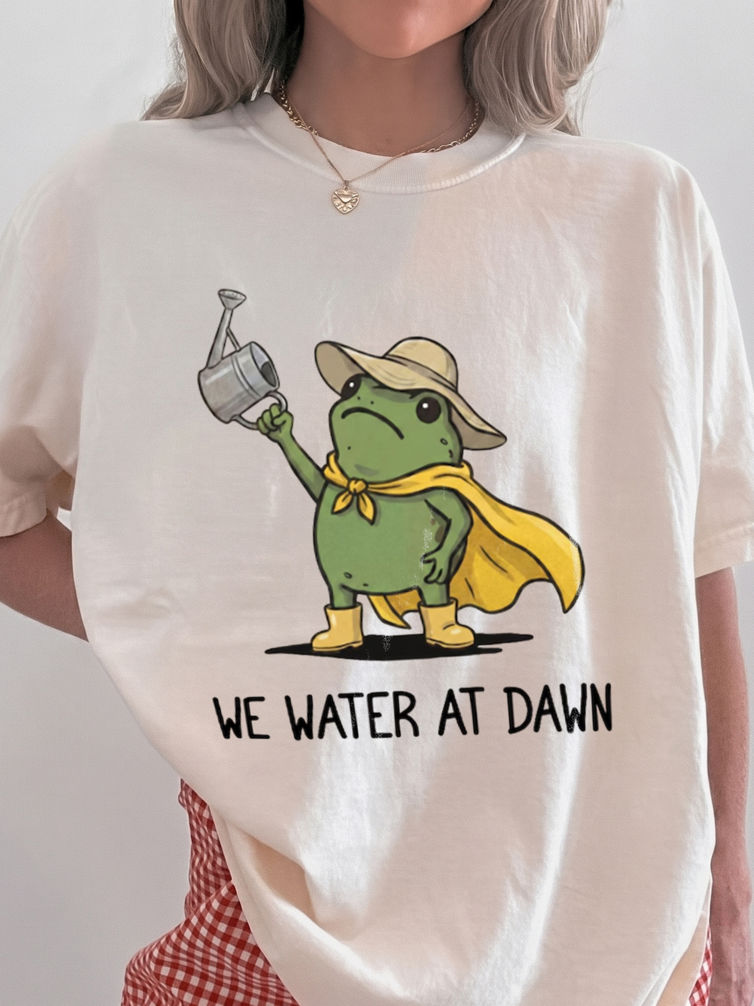 We Water At Dawn Funny Frog Shirt Cute Plant Mom Graphic Tee