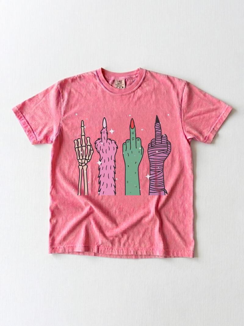 Pastel Halloween Monster Middle Finger Oversized T-Shirt