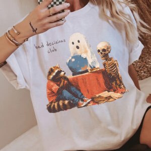 Bad Decisions Club Funny Ghost & Raccoon Graphic Tee