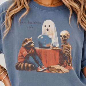 Bad Decisions Club Funny Ghost & Raccoon Graphic Tee