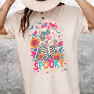 Spooky Season Retro Skeleton Halloween Graphic Tee