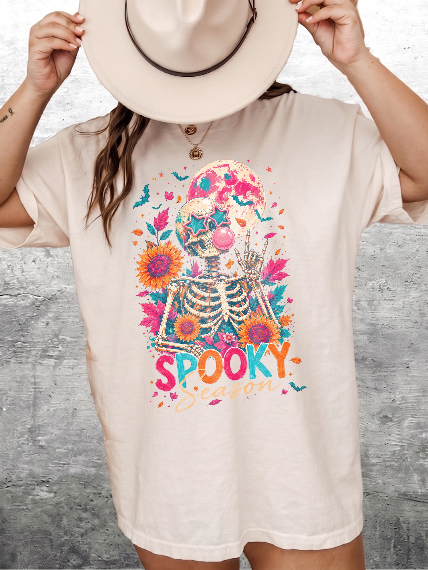 Spooky Season Retro Skeleton Halloween Graphic Tee