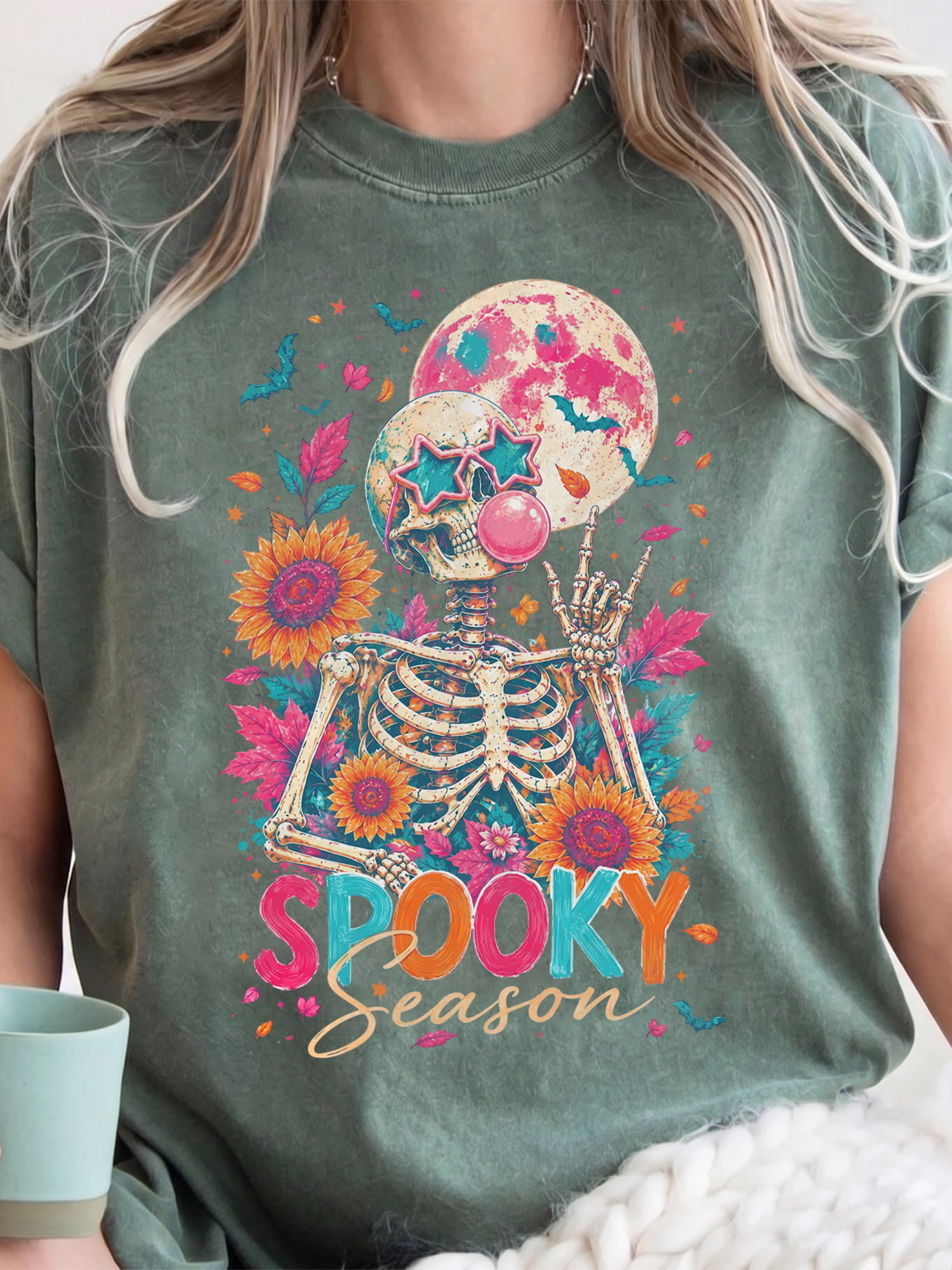 Spooky Season Retro Skeleton Halloween Graphic Tee