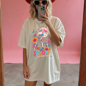 Spooky Season Retro Skeleton Halloween Graphic Tee