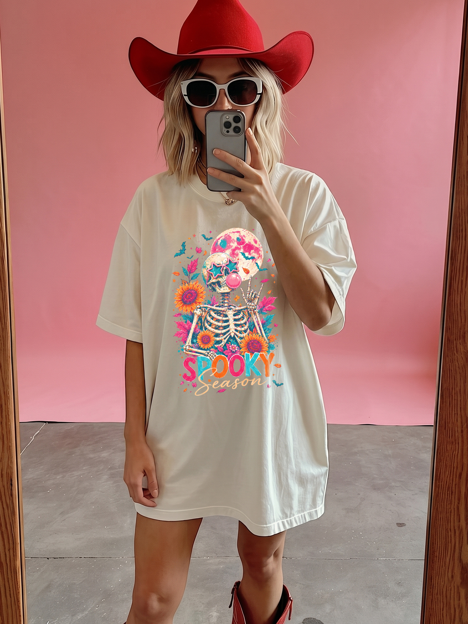 Spooky Season Retro Skeleton Halloween Graphic Tee