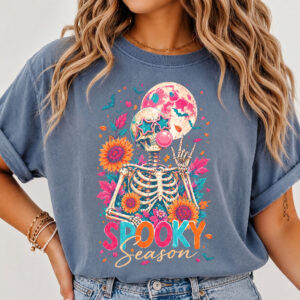 Spooky Season Retro Skeleton Halloween Graphic Tee