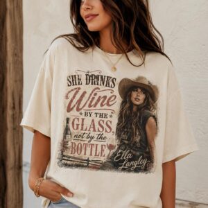 Ella Langley She Drinks Wine By The Glass Vintage Country T-Shirt