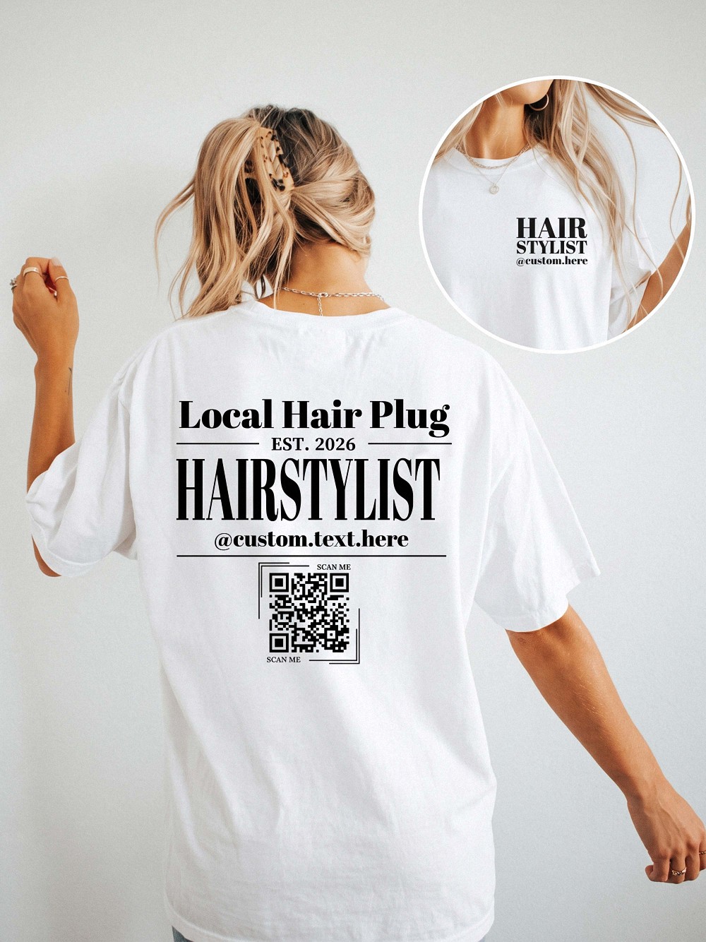 Custom Hairstylist QR Code Shirt - Local Hair Plug Promo Tee