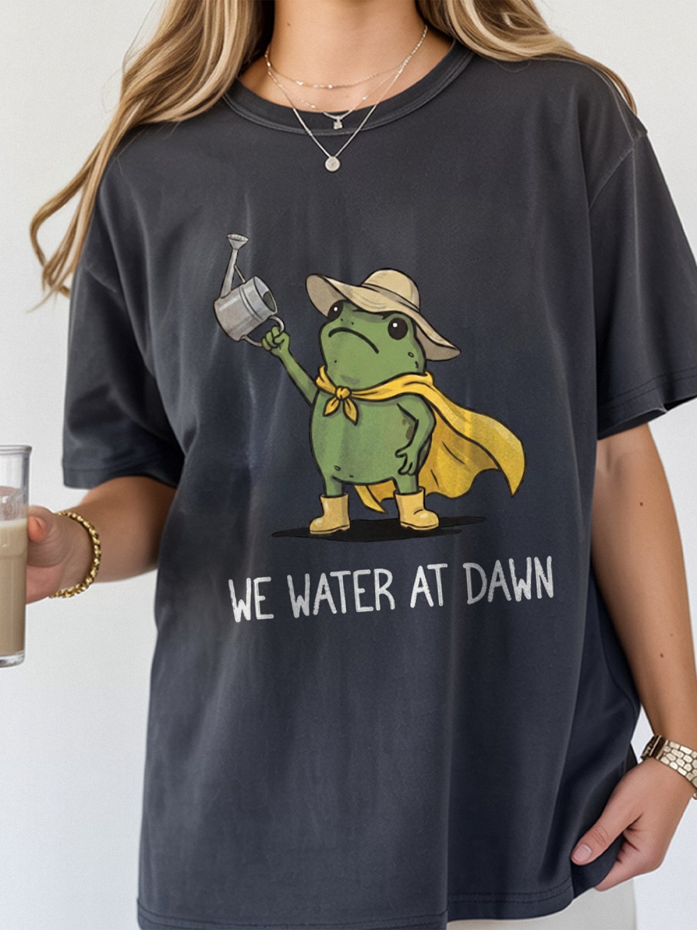 We Water At Dawn Funny Frog Shirt - Plant Mom Gardening Tee