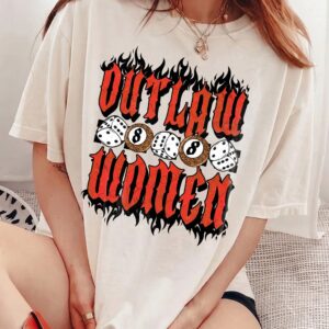 Outlaw Women 8-Ball Graphic Tee | Edgy Vintage Biker Shirt
