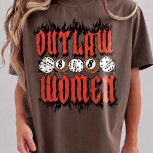 Outlaw Women 8-Ball Graphic Tee | Edgy Vintage Biker Shirt