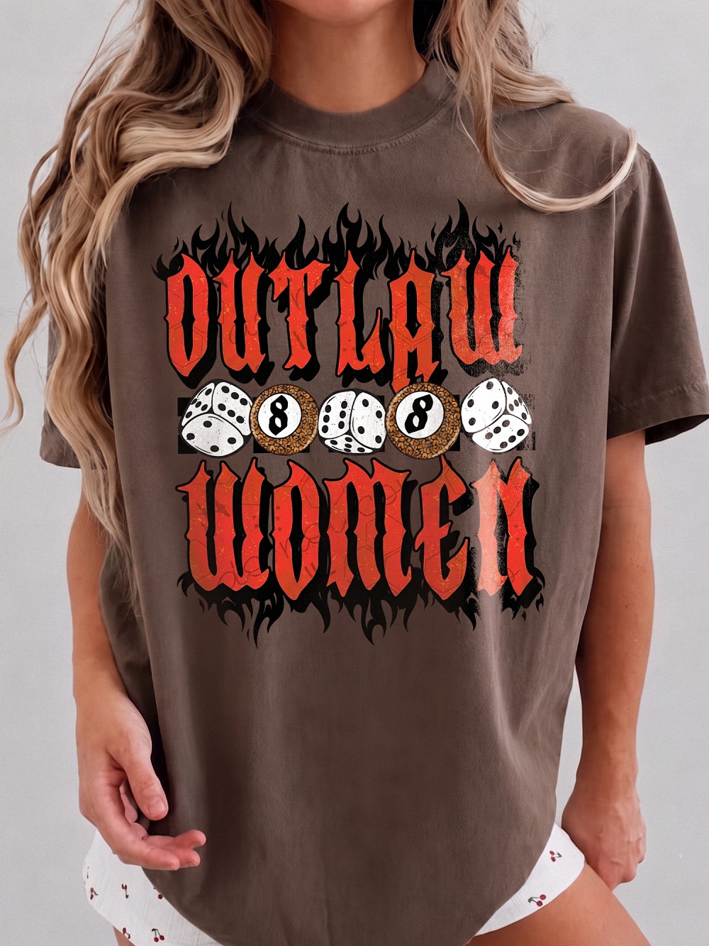 Outlaw Women 8-Ball Graphic Tee | Edgy Vintage Biker Shirt