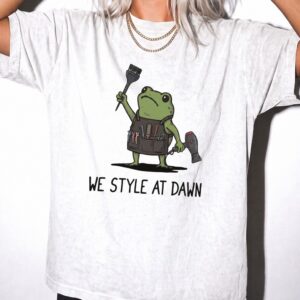 We Style At Dawn Funny Frog Hairstylist Graphic Tee