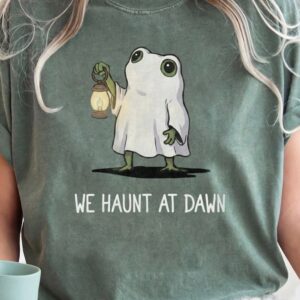 We Haunt At Dawn Cute Ghost Frog Premium Halloween Graphic Tee