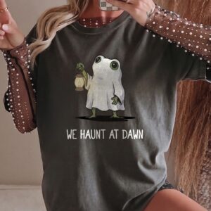 We Haunt At Dawn Cute Ghost Frog Premium Halloween Graphic Tee