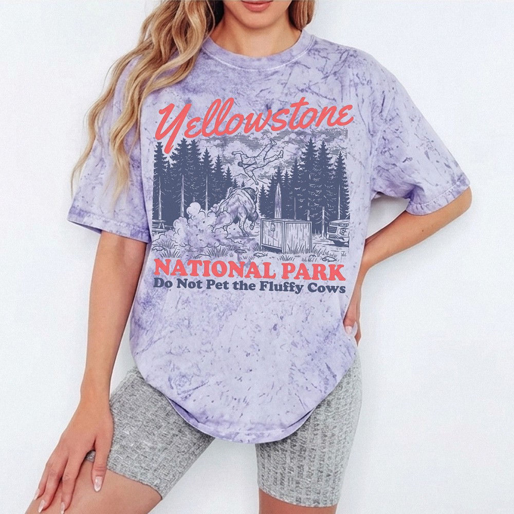 Funny Yellowstone Do Not Pet The Fluffy Cows Bison Graphic Tee