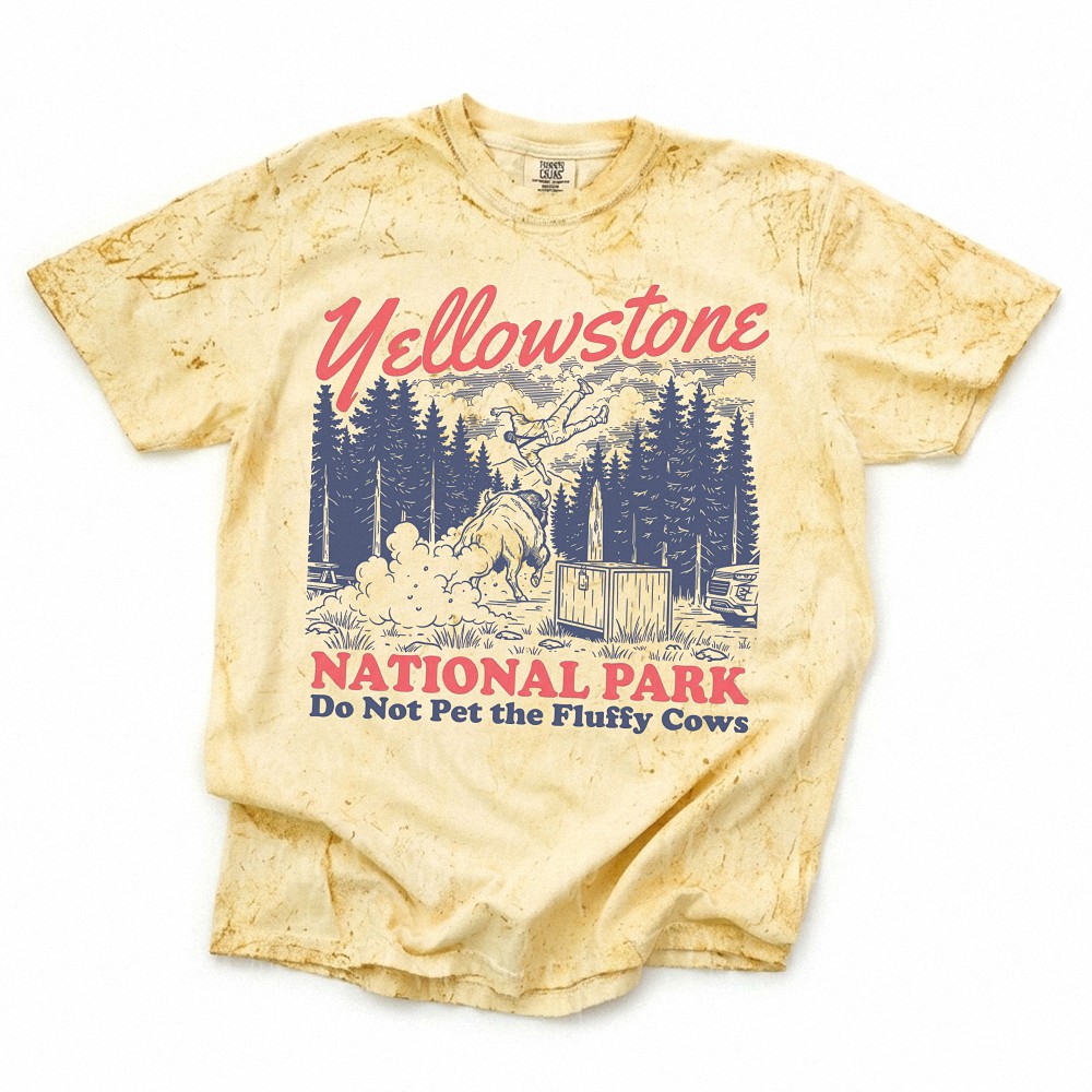 Funny Yellowstone Do Not Pet The Fluffy Cows Bison Graphic Tee