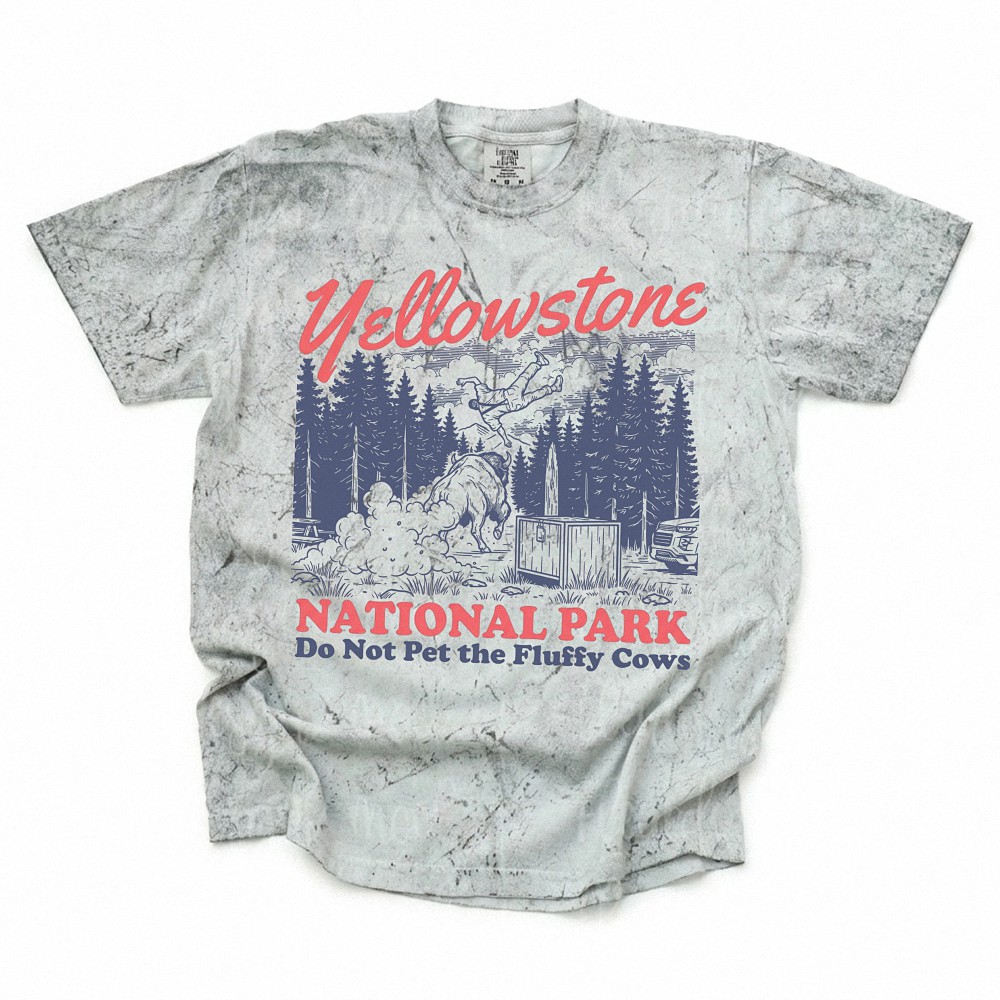 Funny Yellowstone Do Not Pet The Fluffy Cows Bison Graphic Tee