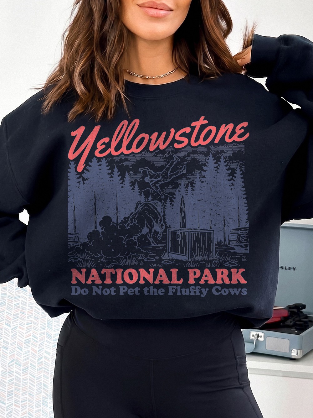 Funny Yellowstone Do Not Pet The Fluffy Cows Bison Graphic Tee