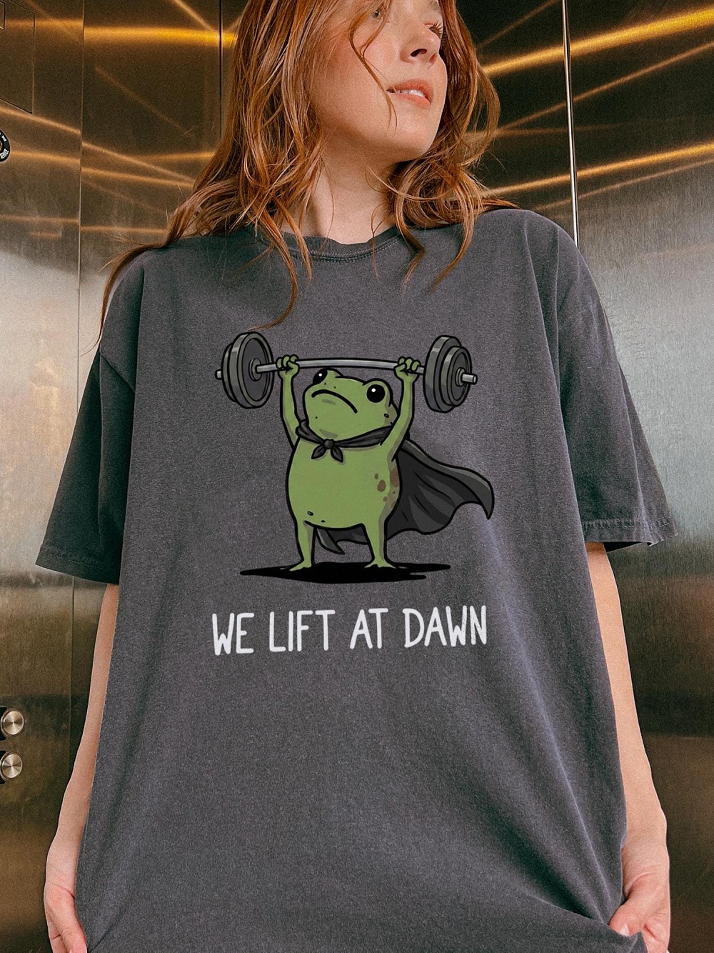 We Lift At Dawn Funny Frog Gym Shirt - Weightlifting Graphic Tee