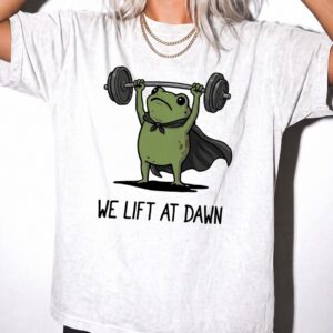 We Lift At Dawn Funny Frog Gym Shirt - Weightlifting Graphic Tee