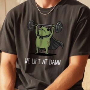 We Lift At Dawn Funny Frog Gym Shirt - Weightlifting Graphic Tee