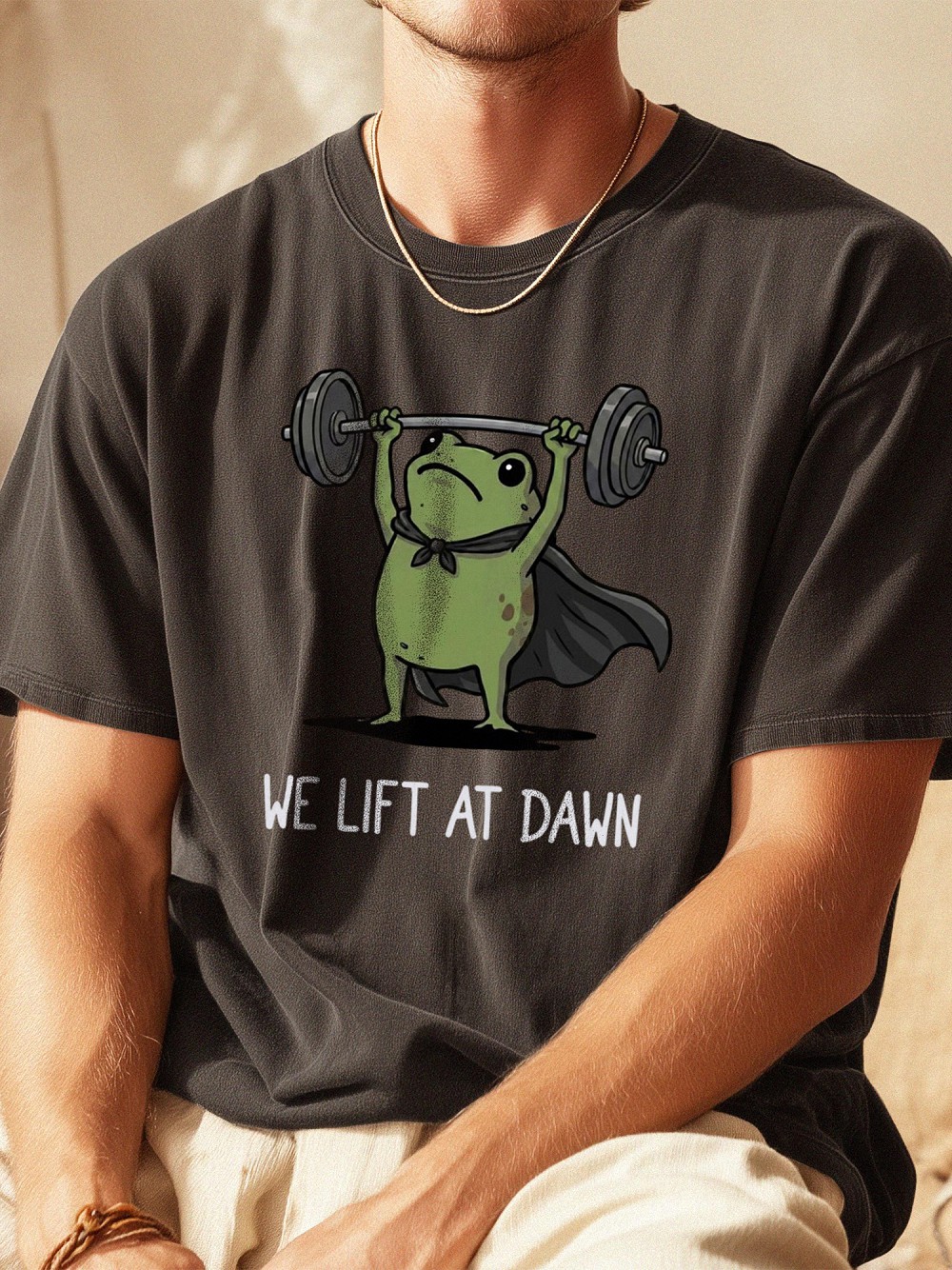 We Lift At Dawn Funny Frog Gym Shirt - Weightlifting Graphic Tee