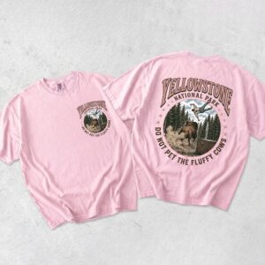 Vintage Yellowstone National Park Do Not Pet The Fluffy Cows Bison Funny Trending Graphic Tee