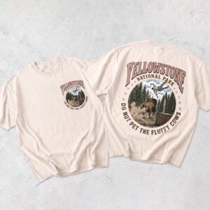 Vintage Yellowstone National Park Do Not Pet The Fluffy Cows Bison Funny Trending Graphic Tee