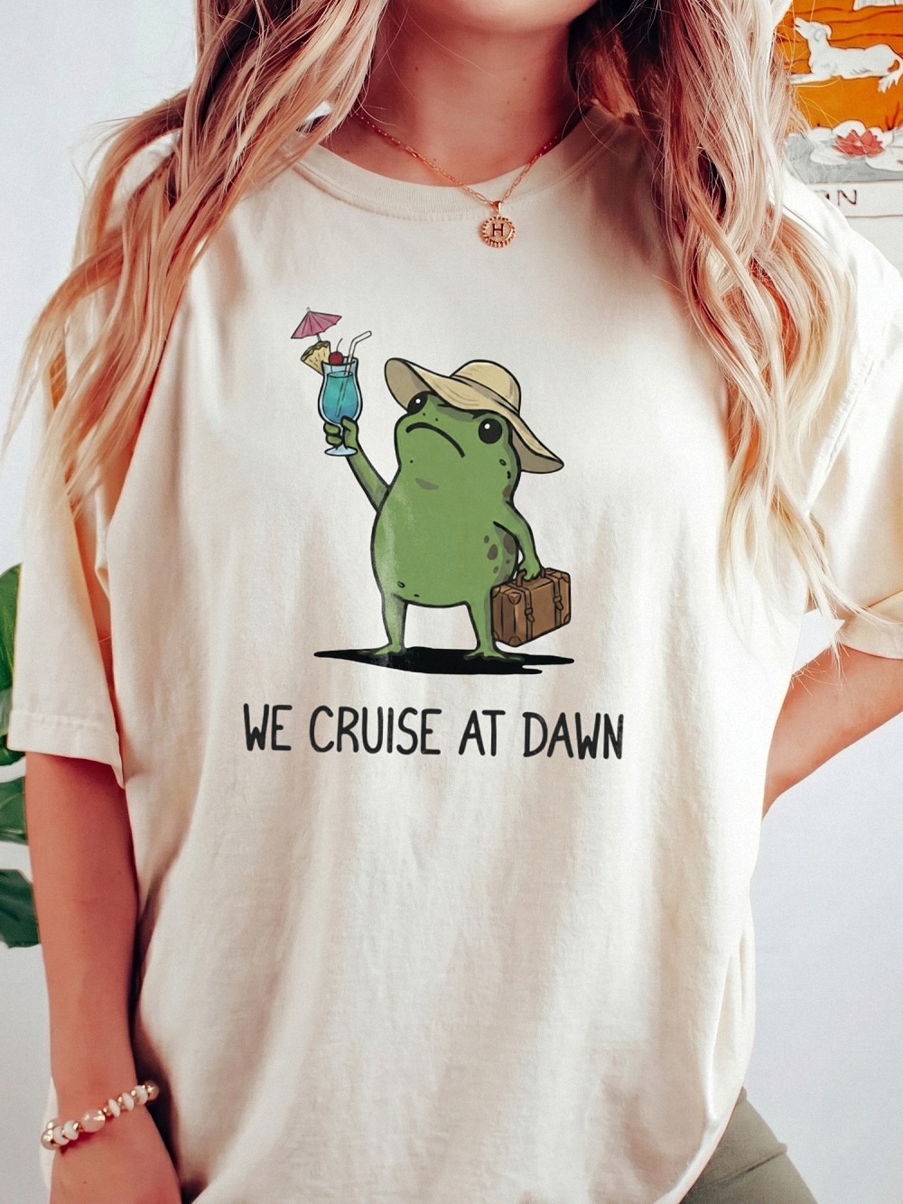 We Cruise At Dawn Funny Frog Graphic Tee - Summer Vacation Shirt