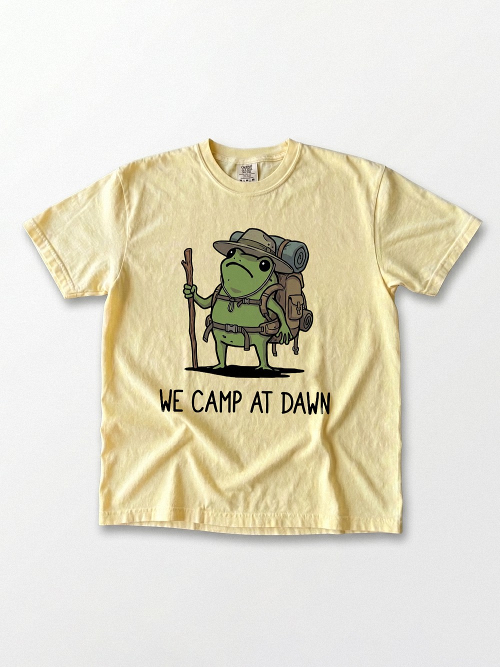 We Camp At Dawn Frog Shirt | Funny Hiking Graphic Tee