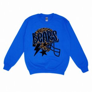 Trendy Bears Game Day Sweatshirt Leopard Print Football Helmet