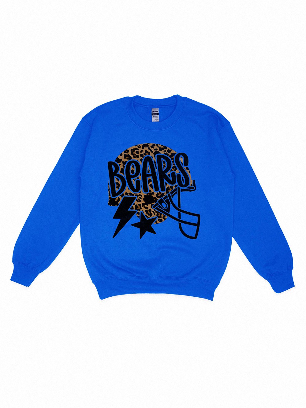 Trendy Bears Game Day Sweatshirt Leopard Print Football Helmet