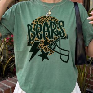 Trendy Bears Game Day Sweatshirt Leopard Print Football Helmet