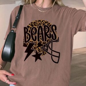 Trendy Bears Game Day Sweatshirt Leopard Print Football Helmet