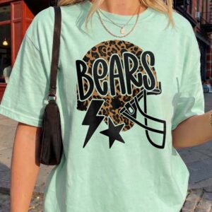 Trendy Bears Game Day Sweatshirt Leopard Print Football Helmet