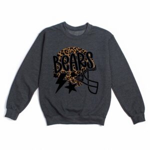 Trendy Bears Game Day Sweatshirt Leopard Print Football Helmet