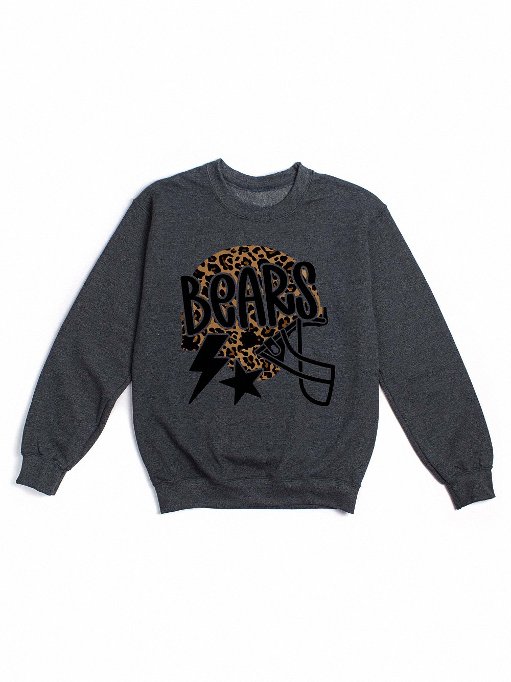 Trendy Bears Game Day Sweatshirt Leopard Print Football Helmet