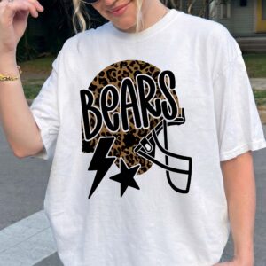 Trendy Bears Game Day Sweatshirt Leopard Print Football Helmet