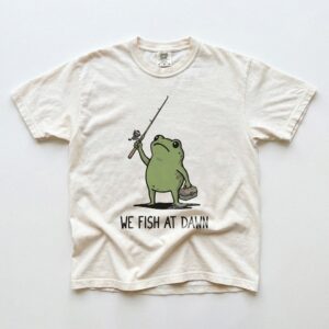 We Fish At Dawn Funny Frog T-Shirt | Minimalist Angler Graphic Tee