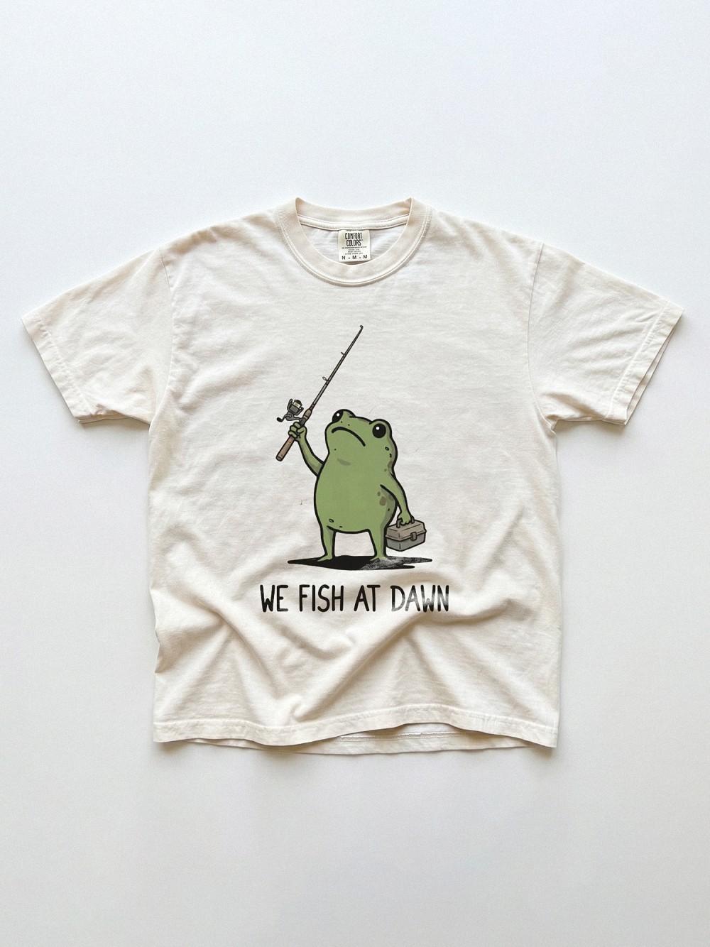 We Fish At Dawn Funny Frog T-Shirt | Minimalist Angler Graphic Tee