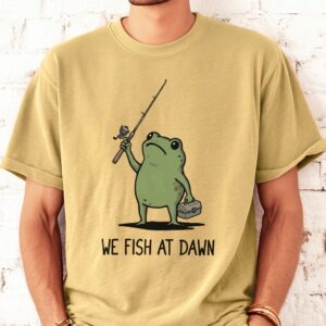 We Fish At Dawn Funny Frog T-Shirt | Minimalist Angler Graphic Tee