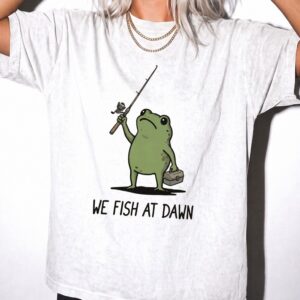 We Fish At Dawn Funny Frog T-Shirt | Minimalist Angler Graphic Tee