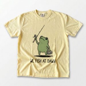 We Fish At Dawn Funny Frog T-Shirt | Minimalist Angler Graphic Tee