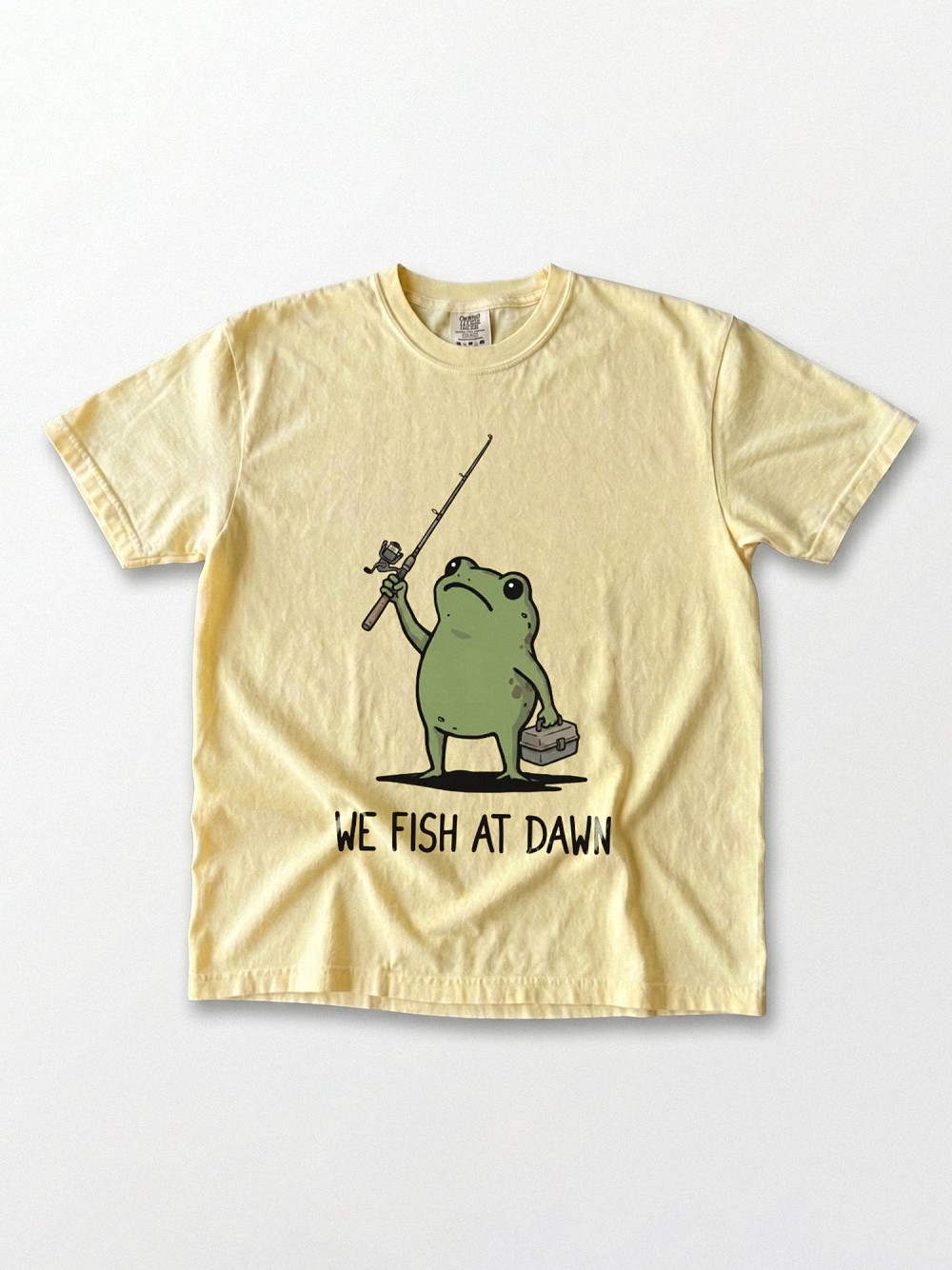 We Fish At Dawn Funny Frog T-Shirt | Minimalist Angler Graphic Tee