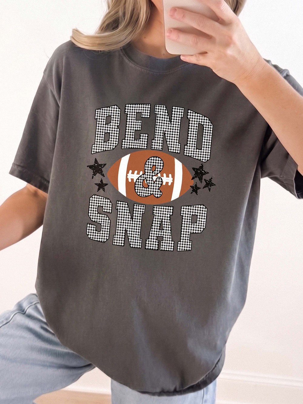 Bend and Snap Football Game Day Shirt - Checkered Graphic Tee
