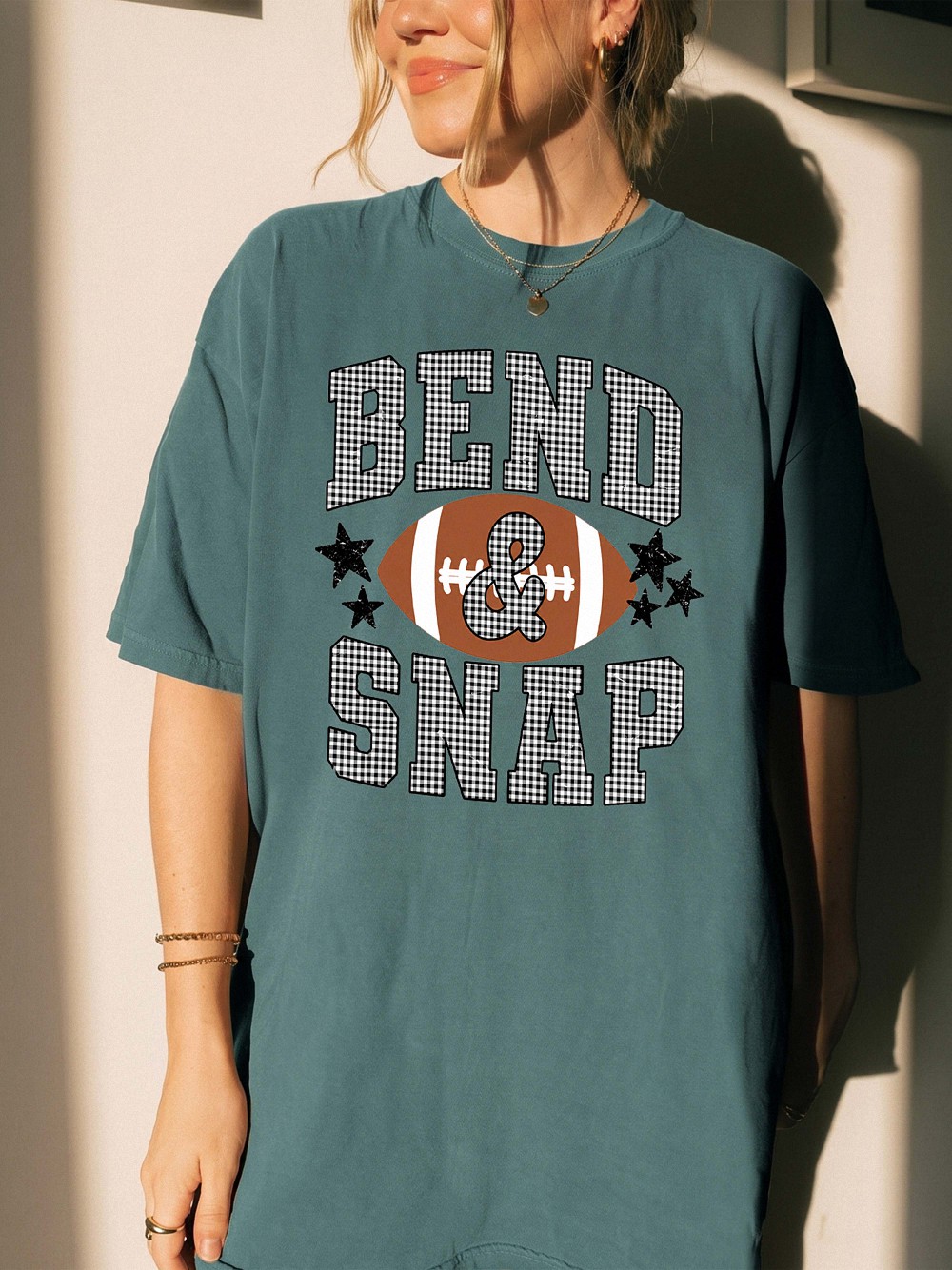 Bend and Snap Football Game Day Shirt - Checkered Graphic Tee