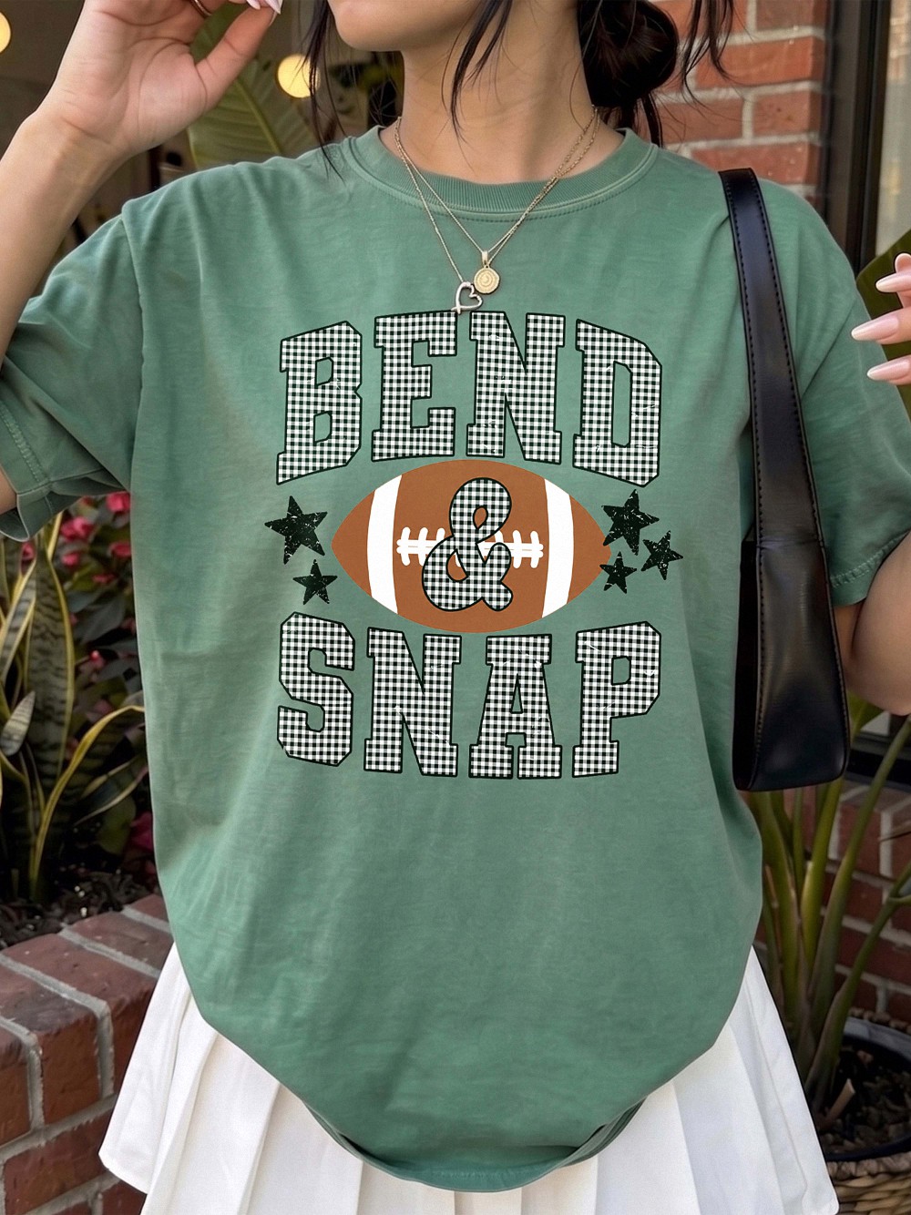 Bend and Snap Football Game Day Shirt - Checkered Graphic Tee