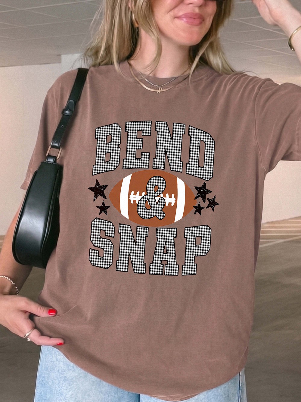 Bend and Snap Football Game Day Shirt - Checkered Graphic Tee